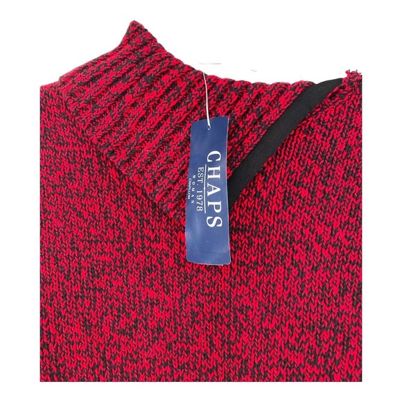 NWT Chaps Luxury Red Black Marled Fold Down Thick Knit Art-to-Wear Sweater Sz 2X - Picture 6 of 10